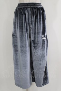 画像1: NieR Clothing / ロゴ刺繍ベロアパンツ  グレー H-26-03-27-036-PU-PA-KB-ZH