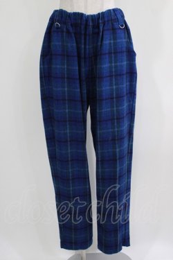 画像1: Deorart / ウールツイルチェック柄テーパードパンツ L ブルー H-26-03-27-037-PU-PA-KB-ZH