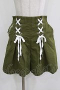 Rydia / レースアップフレアショートパンツ  カーキ H-26-03-27-039-PU-PA-KB-ZH