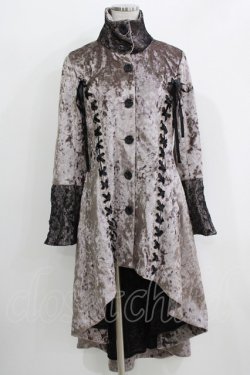 画像1: h.naoto Blood / レースアップフィッシュテールロングコート  ブラウン H-26-03-27-048-HN-CO-KB-ZH