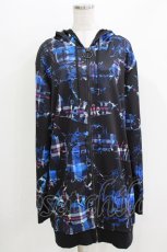 画像1: NieR Clothing / 総柄ZIPパーカー  黒 H-26-03-27-061-PU-TO-KB-ZH (1)