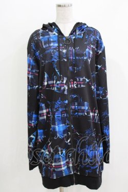 画像1: NieR Clothing / 総柄ZIPパーカー  黒 H-26-03-27-061-PU-TO-KB-ZH