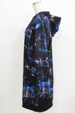 画像2: NieR Clothing / 総柄ZIPパーカー  黒 H-26-03-27-061-PU-TO-KB-ZH