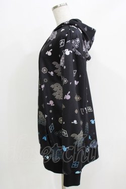 画像2: NieR Clothing / 総柄ZIPパーカー  黒 H-26-03-27-062-PU-TO-KB-ZH