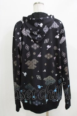 画像3: NieR Clothing / 総柄ZIPパーカー  黒 H-26-03-27-062-PU-TO-KB-ZH