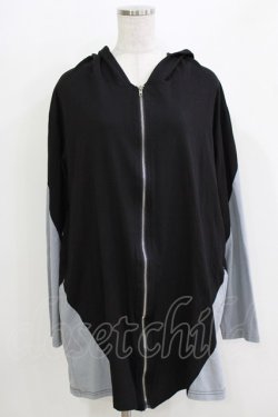 画像1: Drug Honey / 配色ZIPパーカー  黒×グレー H-26-03-27-063-PU-TO-KB-ZH