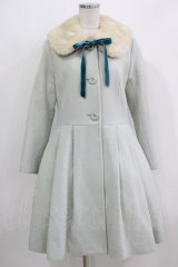 Leur Getter / フラワーレースファー衿付コート M ミント H-26-03-27-006-LU-CO-KB-ZH