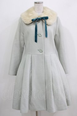 画像1: Leur Getter / フラワーレースファー衿付コート M ミント H-26-03-27-006-LU-CO-KB-ZH