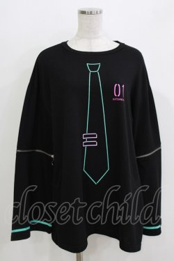 画像1: LISTEN FLAVOR / 初音ミク袖ジップトップ  ブラック H-26-03-27-068-PU-TO-KB-ZH