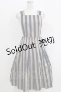Jane Marple / Regimental stripeのジャンパースカート  グレー×ネイビー H-26-03-27-017-JM-OP-KB-ZH