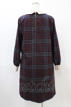 画像2: axes femme / チェック柄サックワンピース M ワイン H-26-03-28-042-AX-OP-NS-ZH