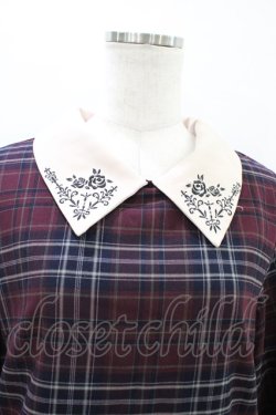 画像3: axes femme / チェック柄サックワンピース M ワイン H-26-03-28-042-AX-OP-NS-ZH