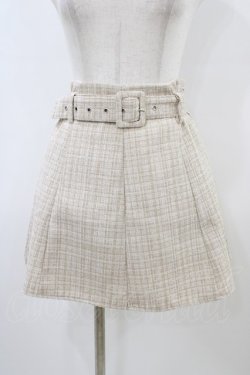 画像1: DearMyLoveRose / ベルトセットツイードフレアスカート M ベージュ H-26-03-28-050-EL-SK-NS-ZH