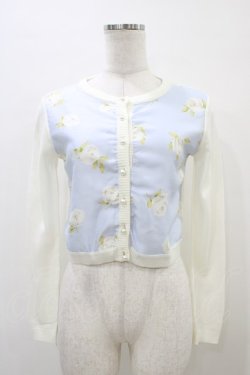 画像1: JESUS DIAMANTE / アントーニアカーデ 38 グランヴィルホワイトローズ柄サックス H-26-03-28-057-JE-TO-NS-ZH