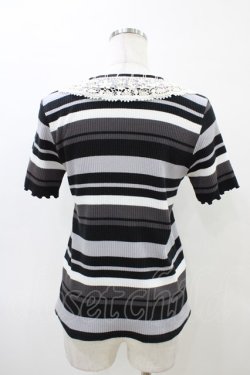 画像2: axes femme / レースカラーボーダートップス M ブラック H-26-03-28-060-AX-TO-YZ-ZH