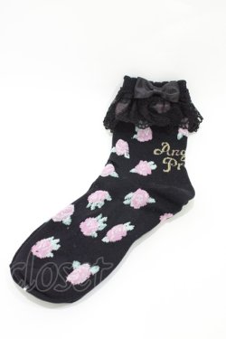 画像1: Angelic Pretty / Petit Roseクルー丈ソックス  ブラック H-26-03-28-017-AP-ZA-NS-ZH