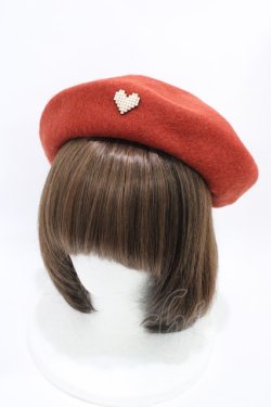 画像1: DearMyLove / ビジューハートチーム付きベレー帽  レンガ H-26-03-28-027-EL-AC-NS-ZH