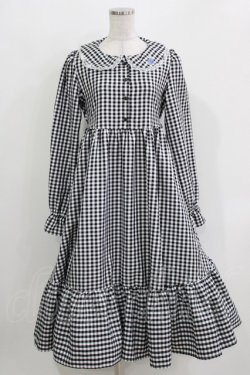 画像1: FLC / 星名桜子/ギンガムチェックワンピース M ブラック H-26-03-29-025-LO-OP-NS-ZH