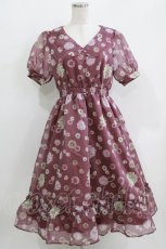画像1: axes femme POETIQUE / 花柄プリントセーラーワンピース M ワイン H-26-03-29-026-AX-TO-NS-ZH (1)