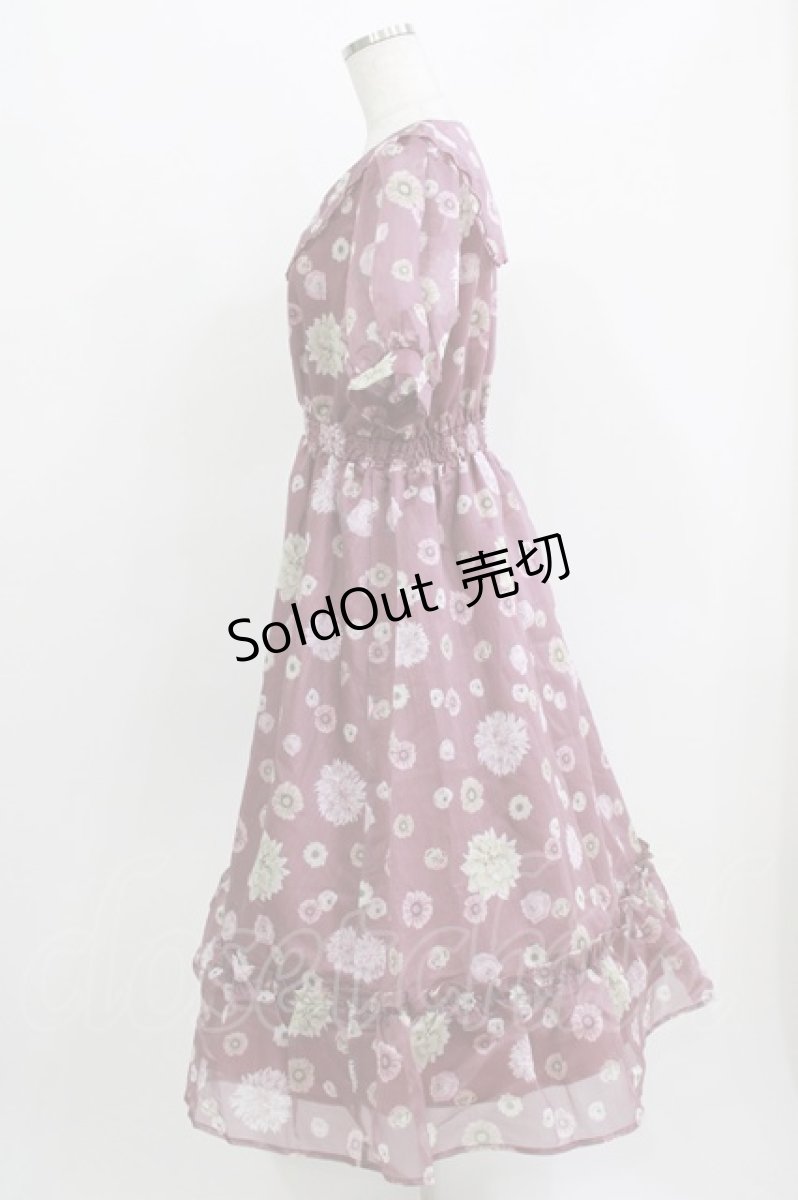 画像2: axes femme POETIQUE / 花柄プリントセーラーワンピース M ワイン H-26-03-29-026-AX-TO-NS-ZH (2)