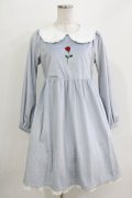 axes femme kawaii / ローズ刺繍ワンピース M サックス H-26-03-29-037-AX-OP-NS-ZH