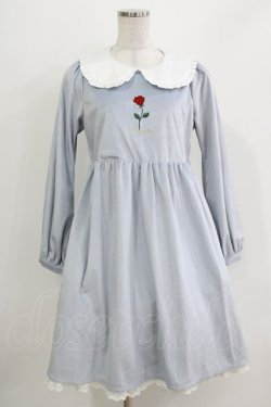 画像1: axes femme kawaii / ローズ刺繍ワンピース M サックス H-26-03-29-037-AX-OP-NS-ZH