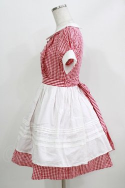 画像2: Ank Rouge / ギンガムエプロンワンピース M レッド H-26-03-29-041-CA-OP-NS-ZH