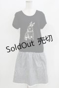 Franche Lippee / うさぎプリントギンガム切替ワンピース M ブラック H-26-03-29-046-LO-OP-NS-ZH