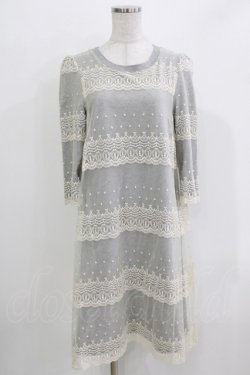画像1: Franche Lippee / うさぎ刺繍ワンピース M グレー H-26-03-29-053-LO-OP-NS-ZH