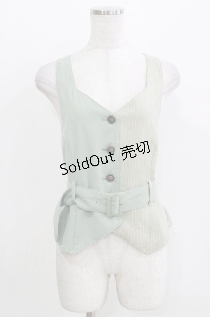 画像1: axes femme POETIQUE / ベルト付バイカラーベスト M ミント H-26-03-29-056-AX-TO-NS-ZH (1)