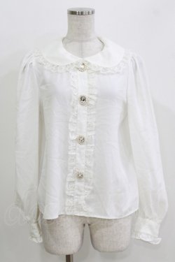 画像1: Ank Rouge / ビジューボタンブラウス M オフ H-26-03-29-058-CA-BL-NS-ZH