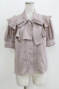 画像1: Ank Rouge / ラッフルフリルリボンタイパフブラウス M ピンク H-26-03-29-059-CA-BL-NS-ZH