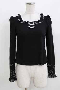 画像1: evelyn / フリルリボントップス Free ブラック H-26-03-29-065-LO-TO-NS-ZH