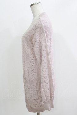 画像2: Amavel / ハート透かしあみロングカーディガン Fee ピンク H-26-03-29-067-CA-TO-NS-ZH