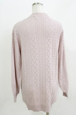 画像3: Amavel / ハート透かしあみロングカーディガン Fee ピンク H-26-03-29-067-CA-TO-NS-ZH