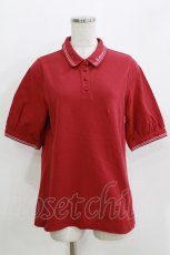画像1: Fi.n.t / チェーンステッチロゴ刺繍ポロシャツ Free RED H-26-03-29-068-CA-TS-NS-ZH (1)