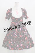 metamorphose / Vintage Cherryティアードワンピース Free ブラック H-26-03-29-008-ME-OP-NS-ZH
