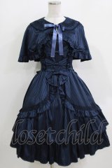 metamorphose / ケープ付サテンジャガードストライプジャンパースカート Free ネイビー H-26-03-29-009-ME-OP-NS-ZH