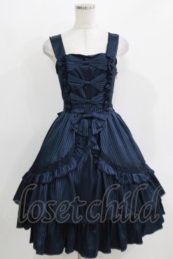 画像4: metamorphose / ケープ付サテンジャガードストライプジャンパースカート Free ネイビー H-26-03-29-009-ME-OP-NS-ZH