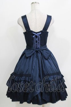 画像5: metamorphose / ケープ付サテンジャガードストライプジャンパースカート Free ネイビー H-26-03-29-009-ME-OP-NS-ZH