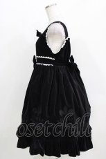 画像2: metamorphose / 刺繍入り別珍ハイウエストジャンパースカート Free ブラック H-26-03-29-013-ME-OP-NS-ZH (2)