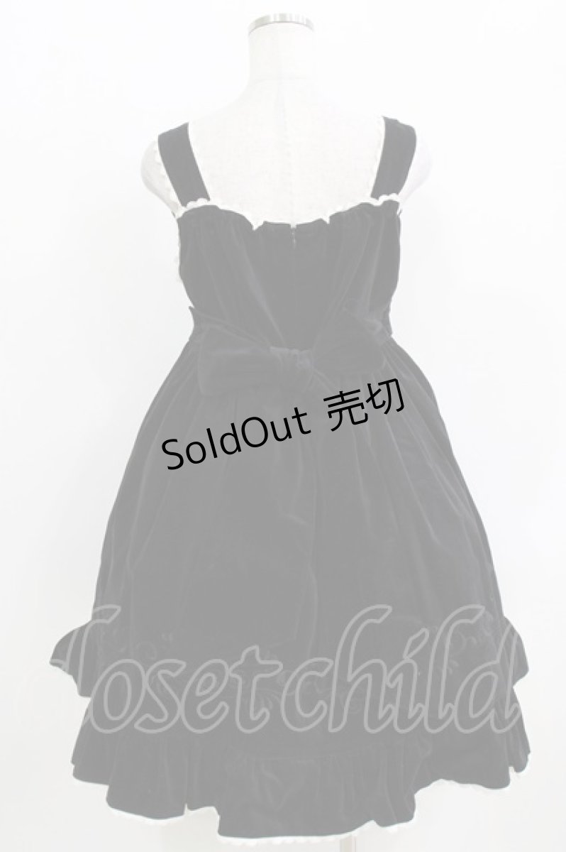 画像3: metamorphose / 刺繍入り別珍ハイウエストジャンパースカート Free ブラック H-26-03-29-013-ME-OP-NS-ZH (3)