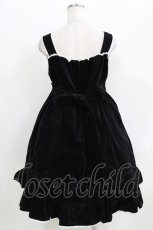 画像3: metamorphose / 刺繍入り別珍ハイウエストジャンパースカート Free ブラック H-26-03-29-013-ME-OP-NS-ZH (3)