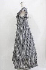 画像2: Jane Marple / シャーリングギンガムキャミソールドレス  ブラック H-26-03-30-026-JM-OP-KB-ZH (2)