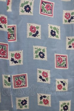 画像4: Jane Marple Dans Le Salon / Flower Stamp Empireワンピース M サックス H-26-03-30-028-JM-OP-KB-ZH