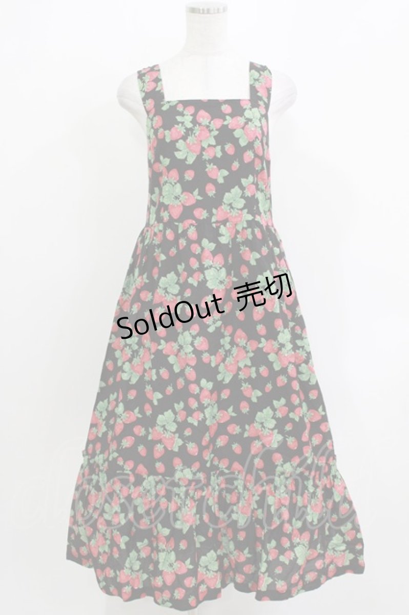 画像1: Jane Marple / Strawberry garden Strap dress M ブラック H-26-03-30-029-JM-OP-KB-ZH (1)