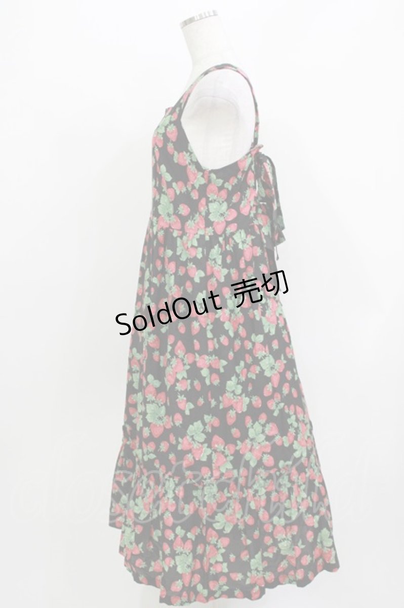 画像2: Jane Marple / Strawberry garden Strap dress M ブラック H-26-03-30-029-JM-OP-KB-ZH (2)