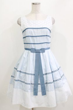 画像1: Sherry Baby / レースとボーダーのワンピース  サックス H-26-03-30-036-LO-OP-KB-ZH