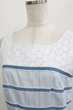 画像4: Sherry Baby / レースとボーダーのワンピース  サックス H-26-03-30-036-LO-OP-KB-ZH