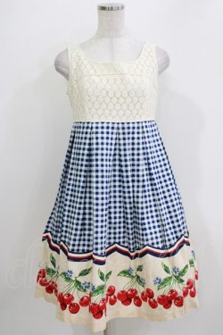 画像1: Emily Temple cute / ギンガムチェリーノースリーブワンピース  コン H-26-03-30-038-ET-OP-KB-ZH